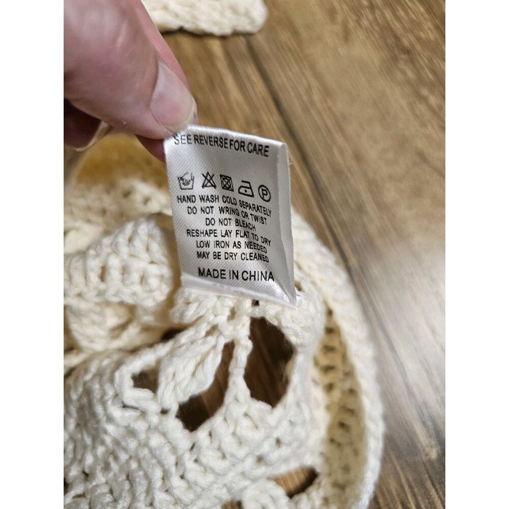 Miracle Floral Cream Crocheted Button Up Sweater Women's M/L Bohemian Festival - Picture 8 of 8